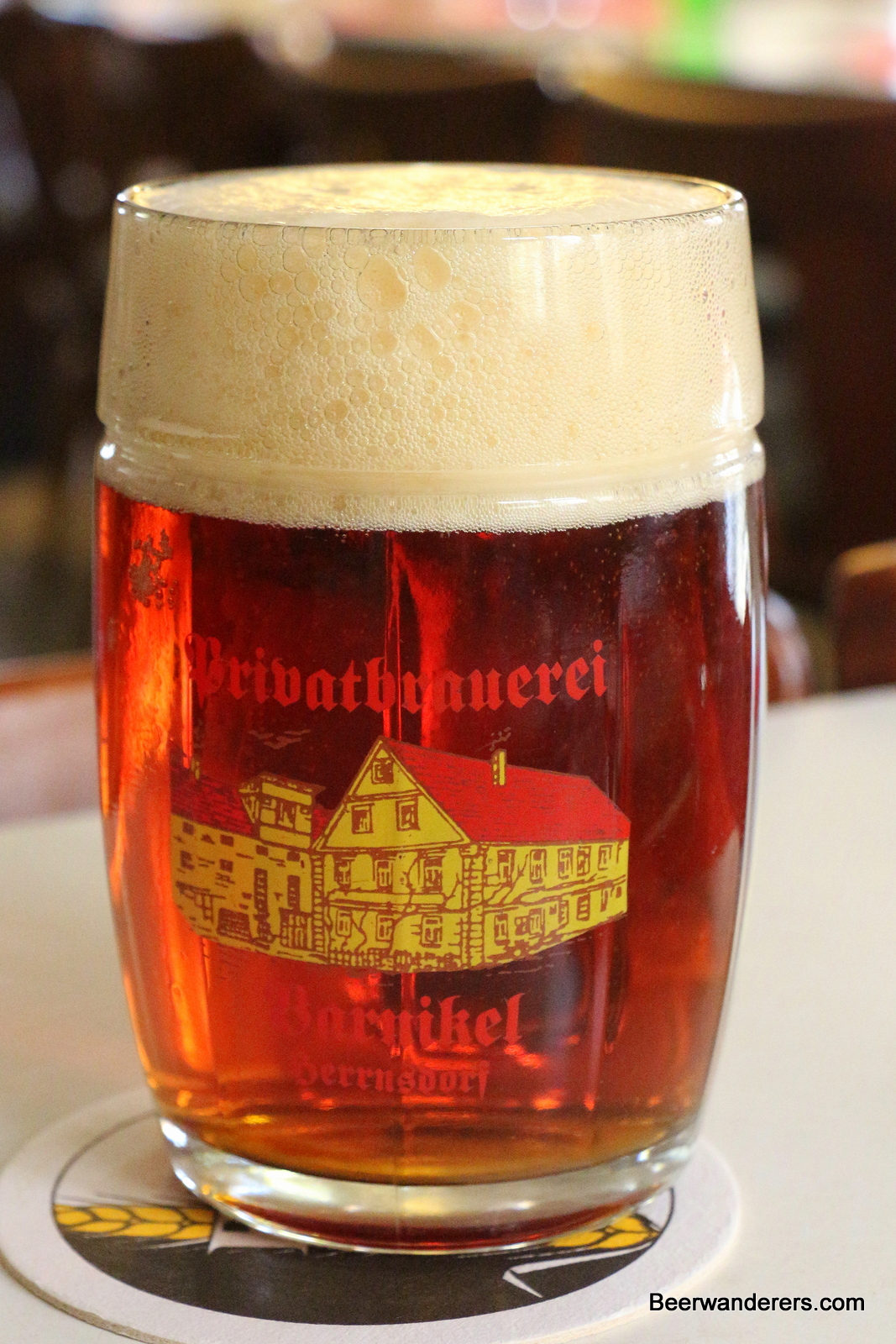 amber beer in mug