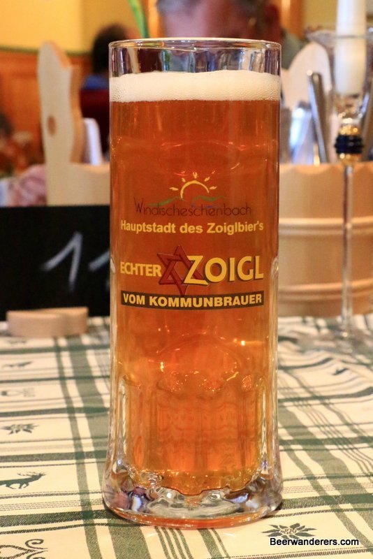amber beer in mug