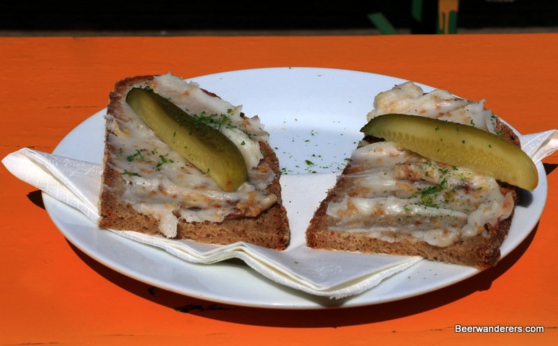 bread with spread and pickels