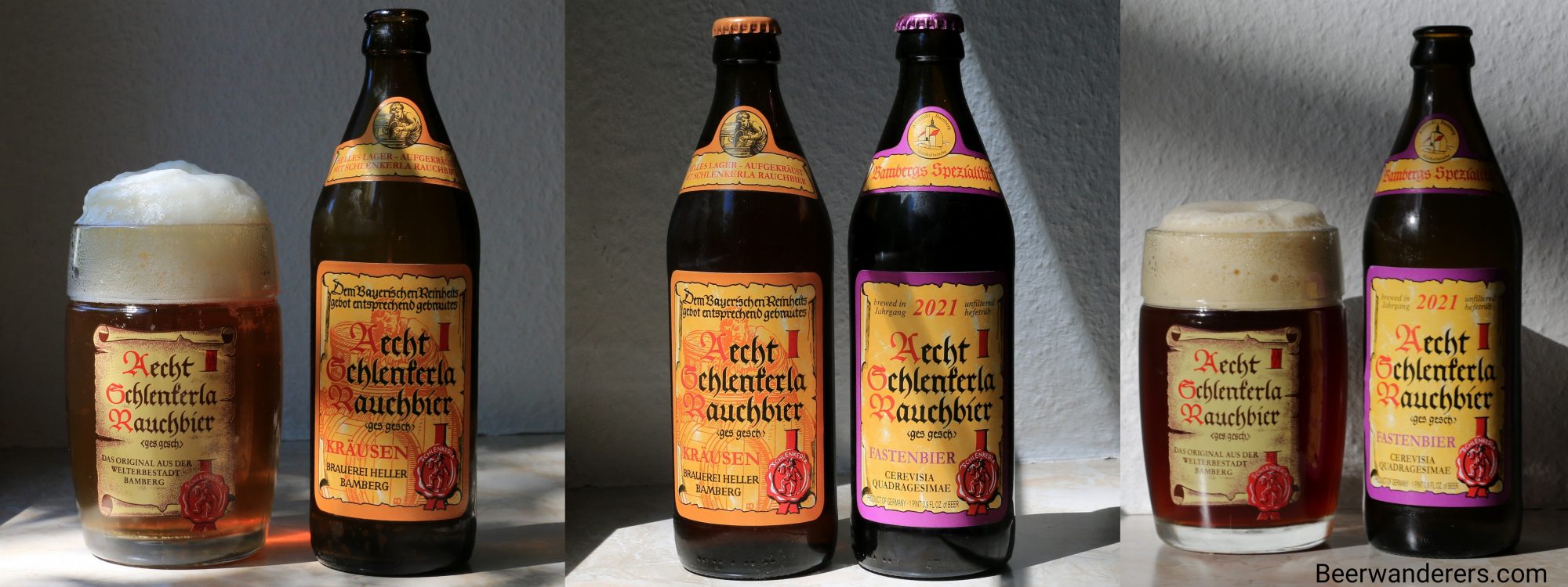 beers in mugs and bottles