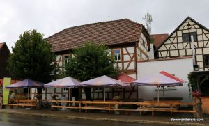 half-timbered brewpub exterior