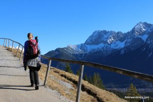 woman hiker with mountains