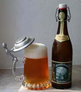 beer in pewter lidded mugh with swingtop bottle