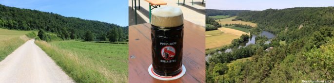 bike path, dark beer, view of a river from a hill