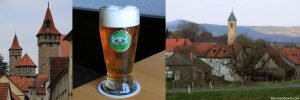 old medieval town, beer in logo glass, small village