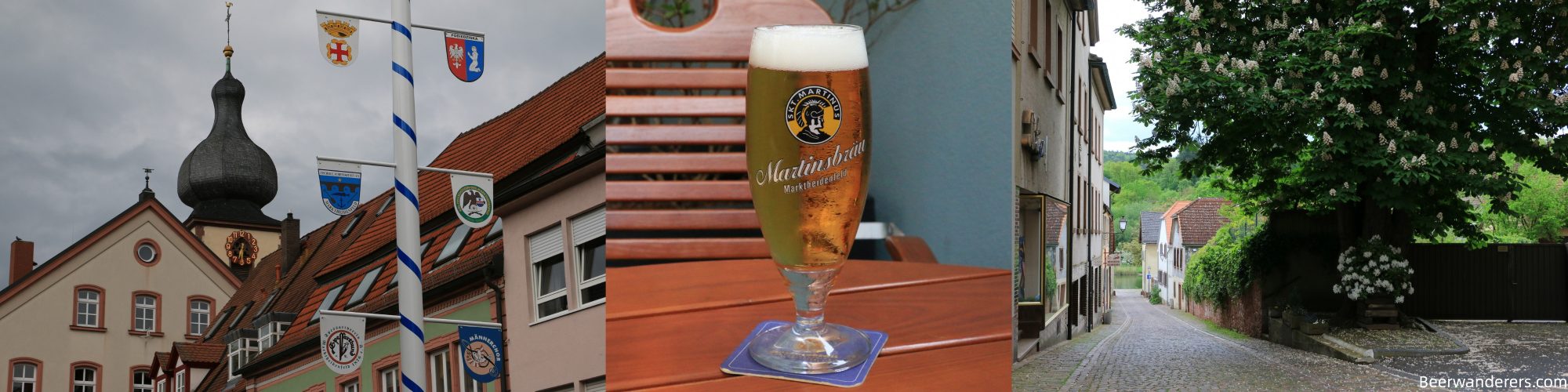 old town in germany, pils in glass, chestnut tree