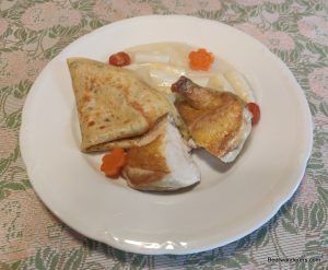 chicken with pancake and asparagus
