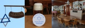 zoigl sign, beer with coaster, old restaurant interior