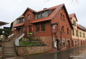 red brick restaurant in small german village