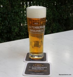amber beer in logo glass