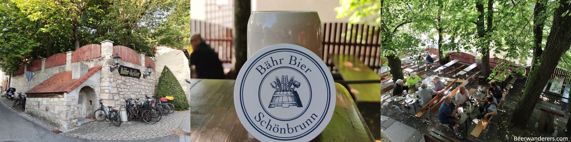 bierkeller exterior, ceramic mug with beer coaster, bierkeller from above